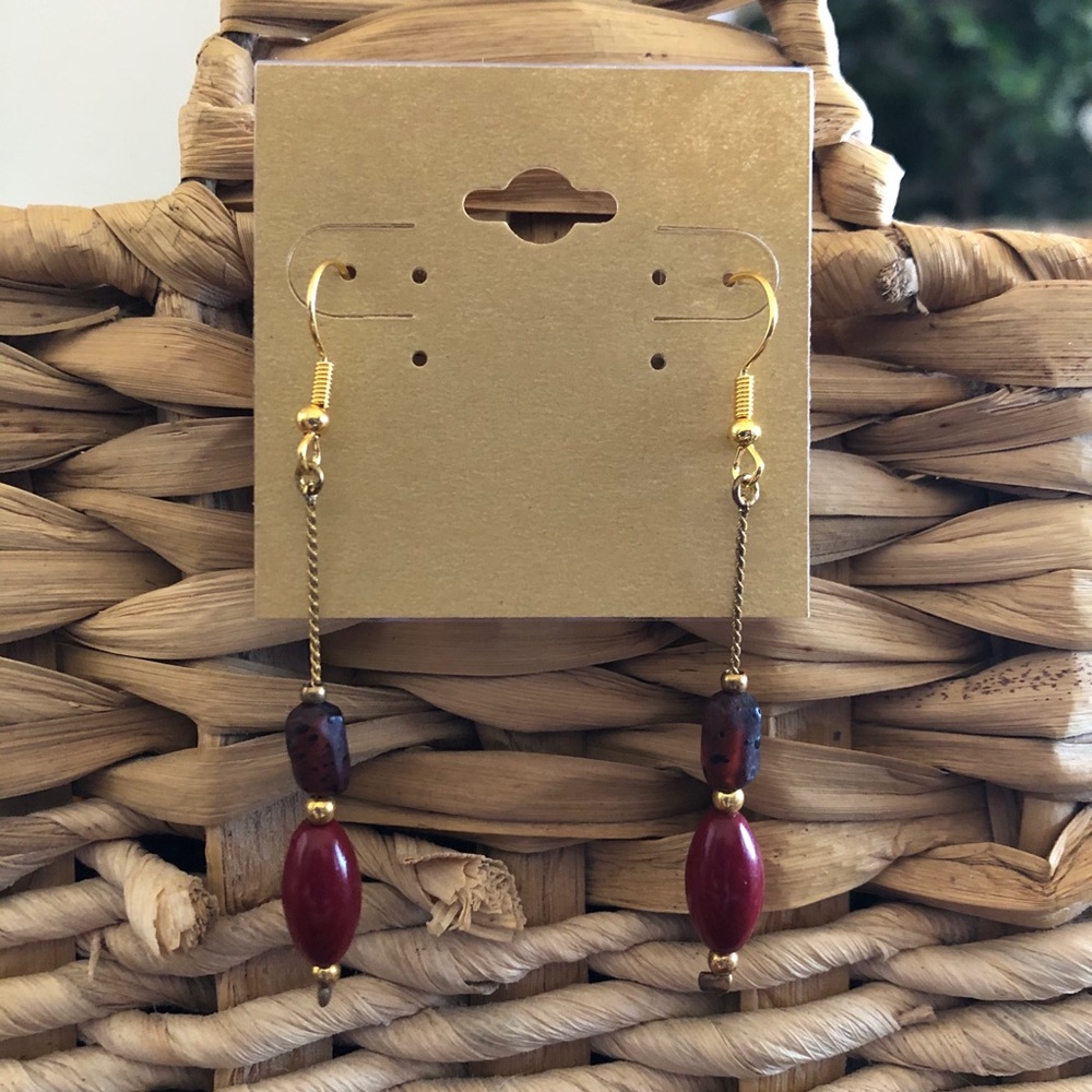 Vintage repurpose beaded chain dangle earrings